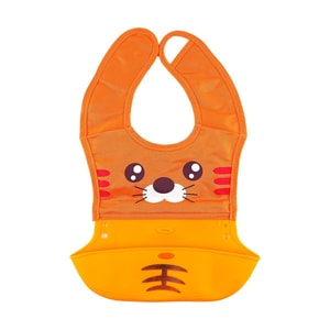 嬰兒矽膠圍兜 口水巾 寶寶吃飯圍兜 吃飯不髒神器 免沖洗可調節 可愛小老虎
