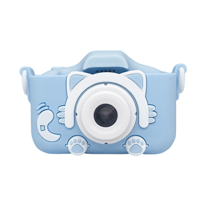 【中国直送】スマートクリエイティブ子供用デジタルカメラミニカメラ小型一眼レフアクションカメラ漫画おもちゃHDデュアルカメラフォトキャットデュアルカメラブルー+ 32gメモリカード