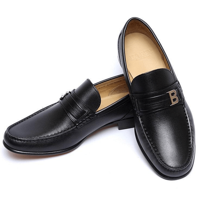 MOM LOVES ME メンズ /130 ブラックレザープレーンローファー 6171341 USサイズ 9