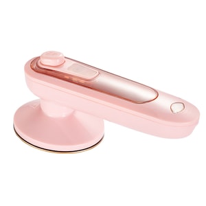 US Plug 110V Handheld Garment Steamer - Dry/Wet Dual Use, 15s Fast Steam, Mini Portable, Ceramic Coated Plate, Pink