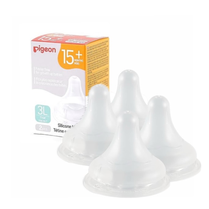 Silicone Nipple (3L) With Latch-On Line Natural Feel 15+ Months 4 Counts