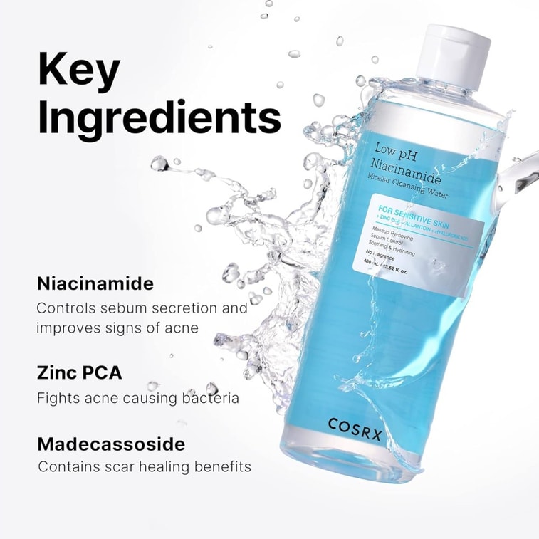 【美國直郵】 韓國 COSRX 低pH菸鹼醯胺溫和卸妝水 400ml 7