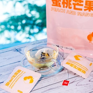 Peach and Mango Tea, 0.18 oz*12 bags - Individually Wrapped Tea Bags, After-Meal Refreshment, Energy Boost