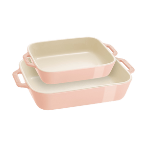 Rectangular Baking Dish Set Pastel Pink 2Pcs