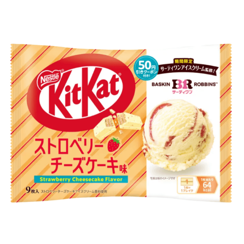 [Livraison directe du Japon] NESTLE KIT KAT x BR Collaboration Édition limitée Saveur populaire de crème glacée aux fraises et au fromage Gaufrette au chocolat 9 pièces
