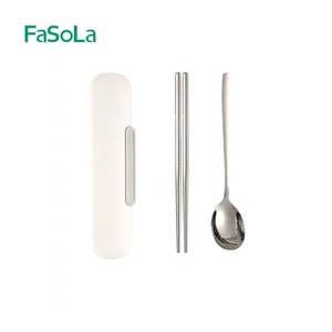 FaSoLa 不锈钢餐具套装 含筷子 勺子 户外装备 304不锈钢勺【在外用餐 也不将就】卡槽固定 不晃动 精致生活 容易清洁