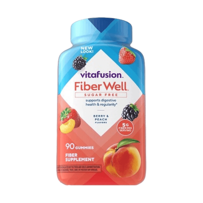 【中國直郵】 vitafusion 果蔬纖維素軟糖膳食纖維代餐軟糖口服腸道纖維素軟糖90粒