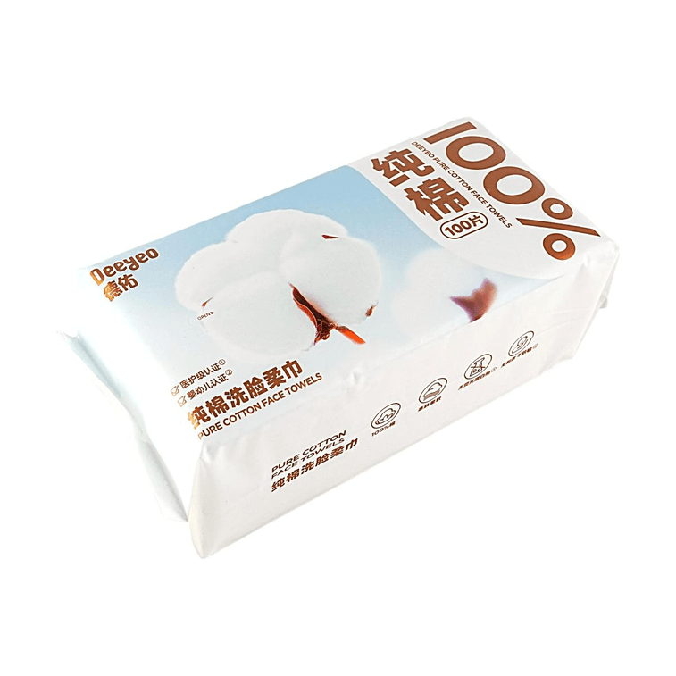 德佑 抽取式纯棉洗脸柔巾 100片 加厚加大一次性擦脸洁面巾 干湿两用 柔软亲肤 不掉絮 5