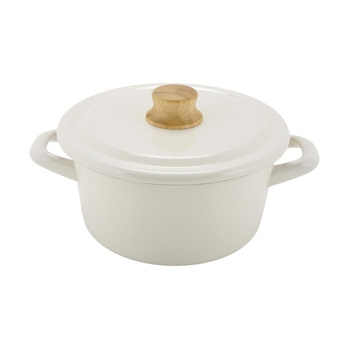 Enamel Stew Pot with Lid White 18cm 2.3L