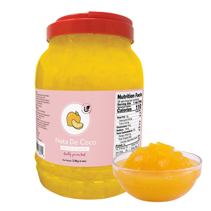 Hojalicious 水蜜桃风味椰果 脆嫩Q弹  奶茶/冰品/水果茶甜点配料 | 3.8KG 大桶装