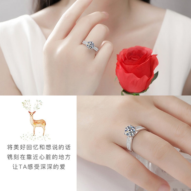 S925 Silver Diamond Ring D Color Moissanite 50 Points 6.5MM US Size 5 1 Pc Light Luxury Jewelry Elegant Temperament Band 6