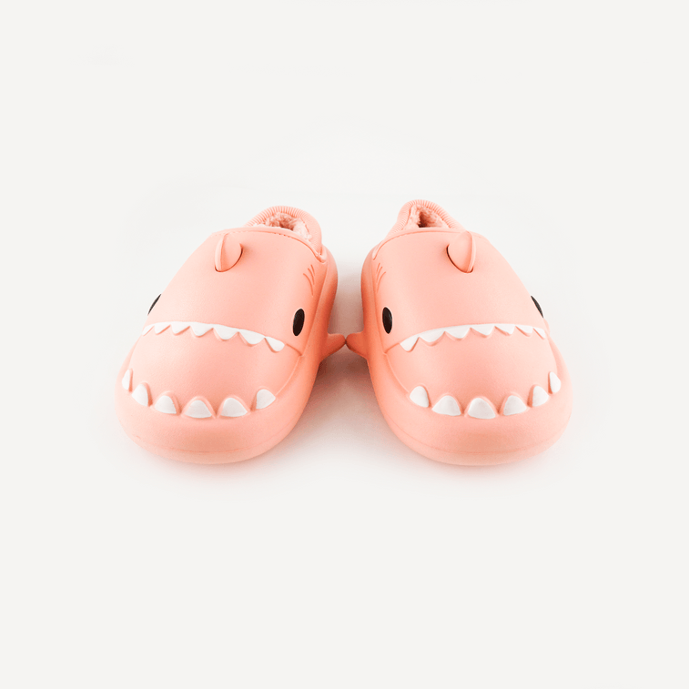 Shark 슬라이드 슬리퍼 남여 공용 방수 겨울 따뜻한 플러시 편안한 샌들 미끄럼 방지 핑크 36/37 3