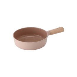 韩国NEOFLAM FIKA PINK 木柄陶瓷铸造迷你炒锅 蜜桃粉 18cm