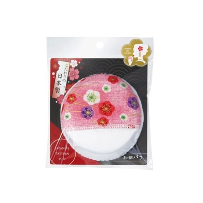 日本 ISHIHARA 石原商店 日式和風花紋粉撲 1pcs