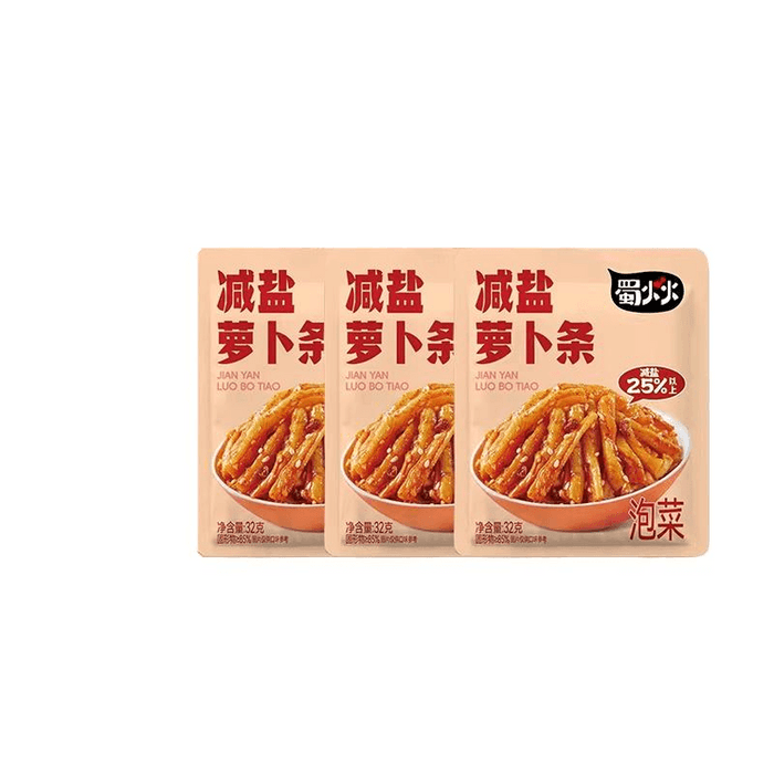 【中國直郵】 吉香居 蜀火火減鹽榨菜絲蘿蔔條配飯配粥32g*3袋