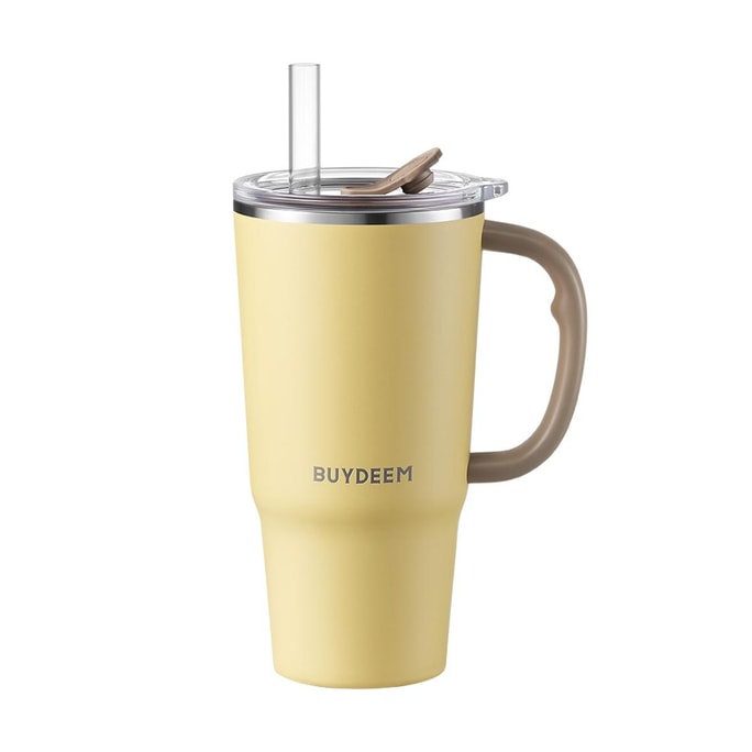BUYDEEM北鼎 巨無霸吸管保溫杯子 大容量水杯 750ml 小鵝黃 DS57