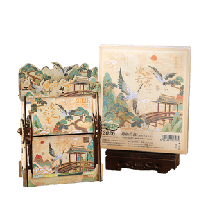 [중국 직배송] 2026년 나무 기계식 핸드 크랭크 데스크 캘린더 "Soaring Ambition" - 사무실용 데스크탑 캘린더, 크리에이티브 플립 캘린더, 앤틱 스타일 새해 선물