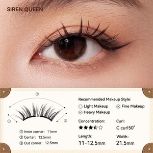 Soft Magnetic Eyelashes #Siren Queen 1PC (Free storage bag + lower eyelash sticker.)