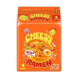 Cheesy Ramen, Spicy Flavor ,Bold, Cheese & Spicy Instant Noodles ,3.92oz*4 Packs