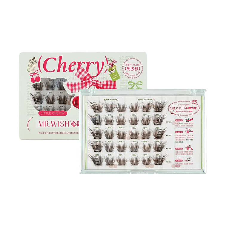Glue-Free Style Little Cherry Natural Lashes, 30 Clusters | Dark Brown Cat-Eye Flirty Look 4