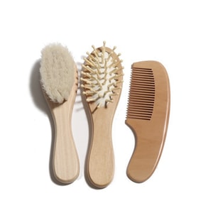 Massage Comb Set Hemu Wool Brush Set 3 Pieces Wool Comb Set Wool Hair Brush Soft Shampoo Brush Scalp Massage Brush