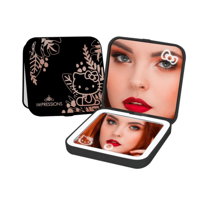 Hello Kitty Supercute Compact Mirror with Lights And 2X Magnification (Black)