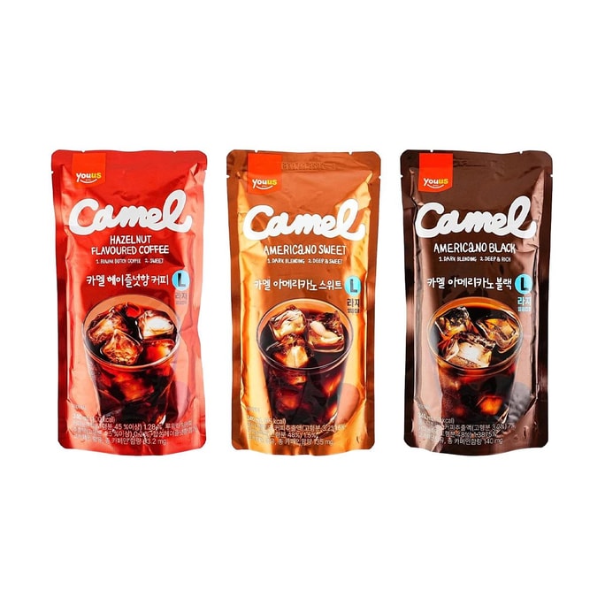 Hazelnut Flavored Coffee+Sweet Americano+Americano Ice Pouch Drink 11.49 fl oz*3【3 Combo Packs】【GS25 Selected】