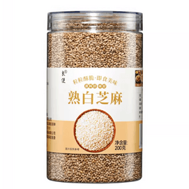 Roasted white sesame seeds, ready to eat, no washing needed, for home kitchen, baking, hot pot, barbecue, stir-fry, seasoning, dipping sauce, 200g*1 jar