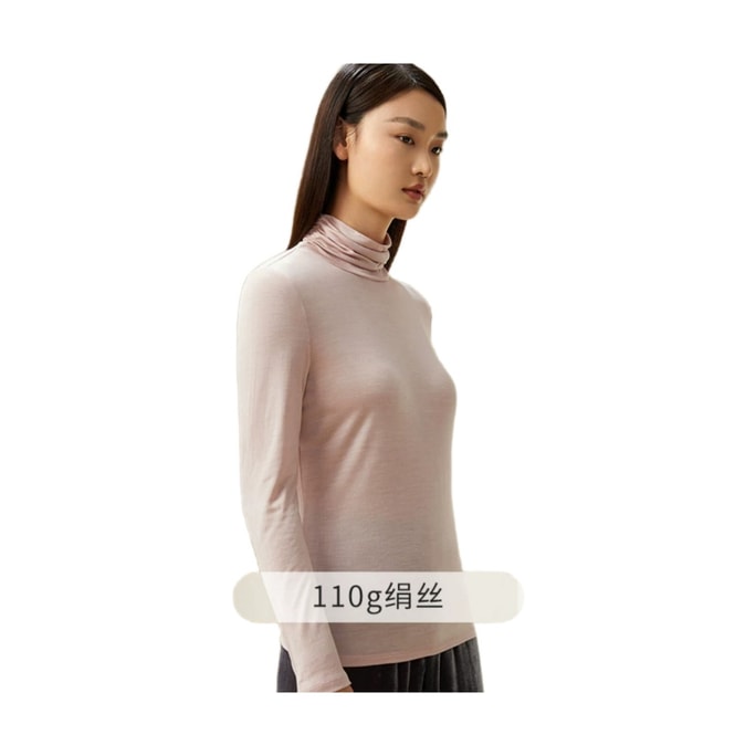 [中國直郵] JINSANT 金三塔 桑蠶絲秋冬女打底衫簡約保暖內衣NZFDC720#奶芙粉(高領) 160M號