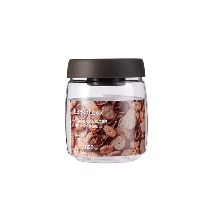 LOCK&LOCK Glass Sealed Jar Micro Vacuum Jar Household Storage Jar Storage Food Dark Grey 800ml