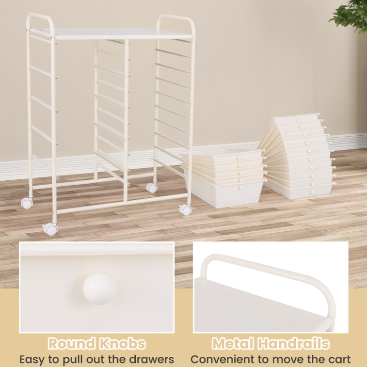 34.5 High 15-Drawer Utility Rolling Organizer Cart Multi-Use Storage-White 6