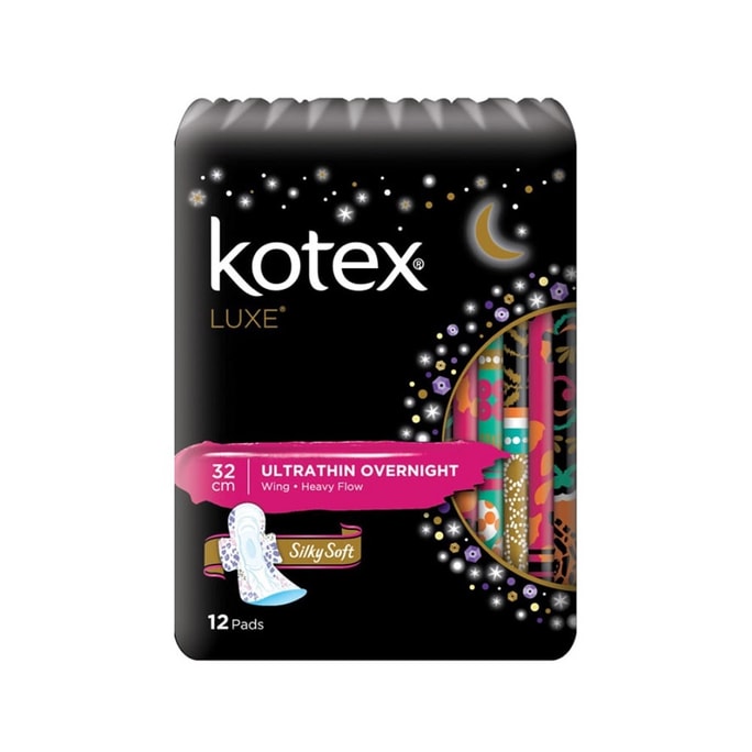 【马来西亚直邮】美国KOTEX高洁丝 超薄夜用有翼卫生巾 32cm 12件入