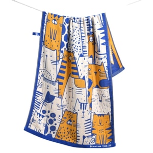 Cotton Bath Towel Blue 1 Piece 120x60cm Cartoon Cat Pattern FBMQC