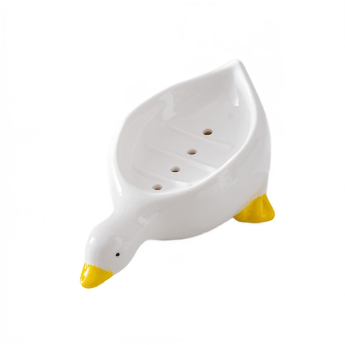 Cartoon Creative Ceramic Soap Box Cute Duck Soap Box Shelf Bathroom No Water Leakage Soap Dish Holder 1Piece