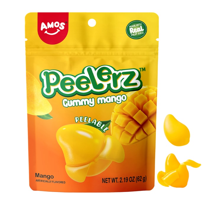 Amos Peelable Mango Candy Peelerz Gummy Mango Peeling CandyResealable 2.19oz Bag