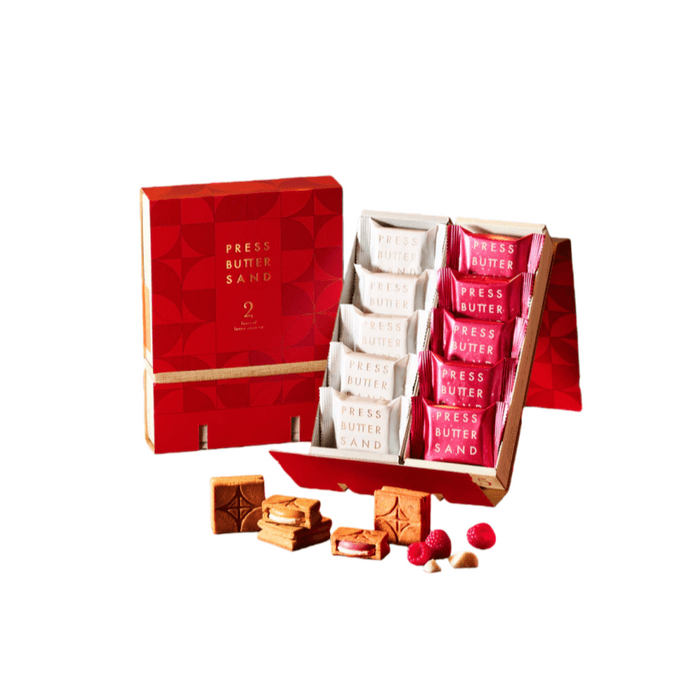 【日本直郵】 日本 press butter sand 超人氣網紅餅乾 兩種口味奶油夾心餅乾組合裝 原味x樹莓白巧克力 2盒裝