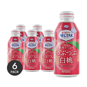 NECTAR Pulpy White Peach Juice,Japanese Fruit Soft Drink, 13.4 oz *6【6 Packs】【25%Juice】【Packing May Vary】