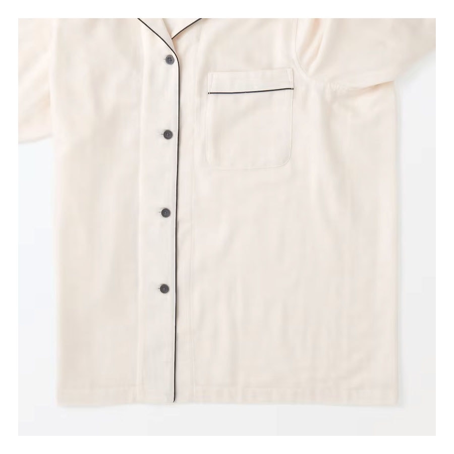 【Expédition directe du Japon】 Japon MUJI Pyjama long à manches longues en gaze double couche pour femme, confortable, respirant et doux, blanc cassé, taille S, 1 ensemble