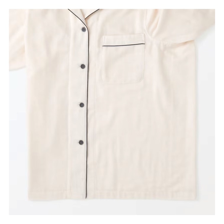 【Expédition directe du Japon】 Japon MUJI Pyjama long à manches longues en gaze double couche pour femme, confortable, respirant et doux, blanc cassé, taille S, 1 ensemble 9