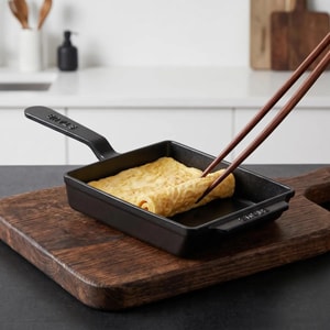 STAUB 珐宝 铸铁长方形玉子烧煎蛋锅 6-inch 哑光黑 法国原产珐琅铸铁 电磁炉适用