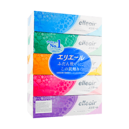 日本ELLEAI 柔軟紙巾面紙 小方巾紙餐巾紙手帕紙 5盒裝 180張/盒