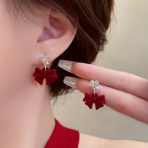 New Sweet And Premium Love Bow Earstuds Love Bow Earrings F