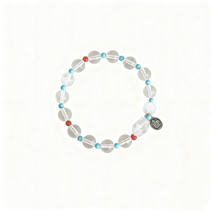 Natural Crystal Dopamine Bracelet – White Quartz Red Agate Turquoise  10mm Good Luck Charm 1Piece