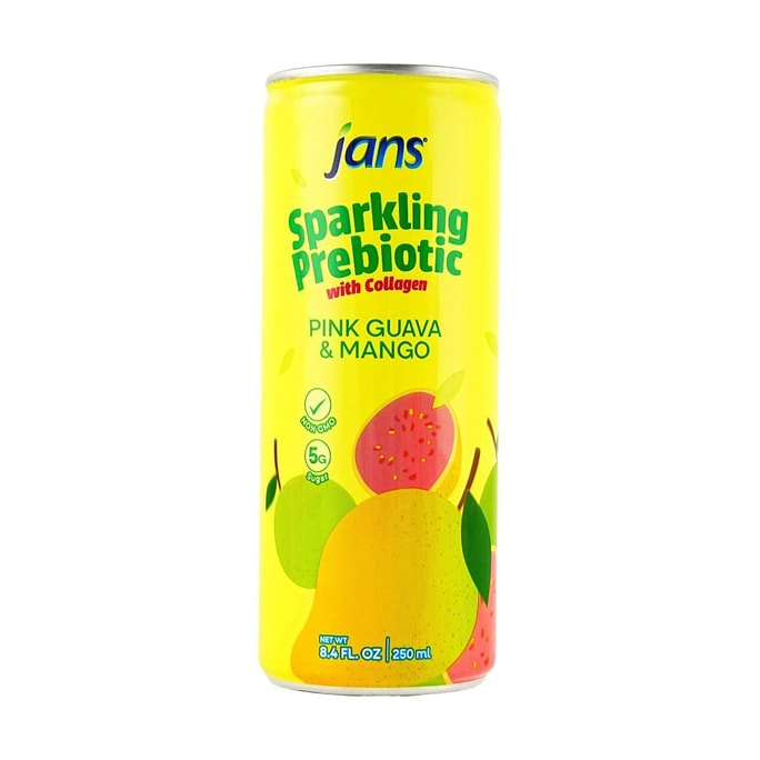 Pink Guava & Mango Juice Sparkling Drink,8.4 fl oz【Low Sugar】【Prebiotic & Collagen】