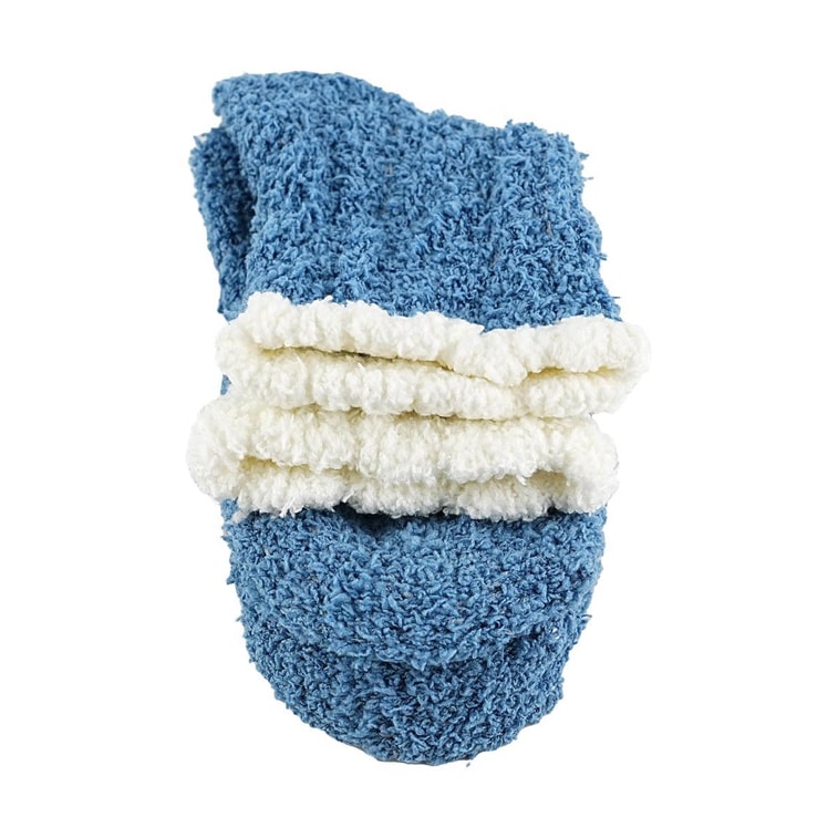 毛絨絨襪 彩色麻花珊瑚絨 藍色 7