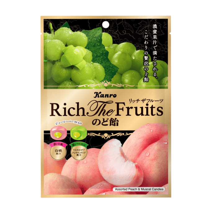 Rich fruit juice filling, 2 flavors of throat lozenges, 58g