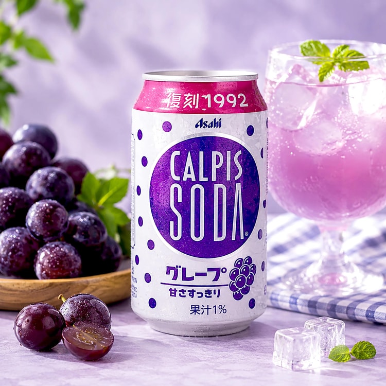 CALPIS カルピスソーダ グレープ味、レトロ1992年復刻版炭酸飲料