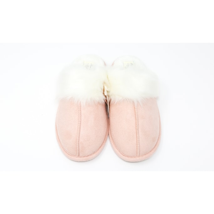 Premium Down 復古北歐風大毛口加厚室內保暖棉拖鞋 粉紅色36-37碼