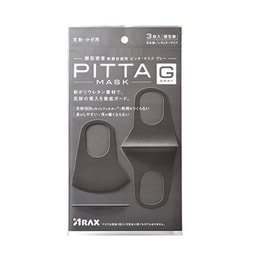 【日本直郵】 PITTA MASK 立體可水洗防塵防花粉透氣口罩 #深灰色 3枚入 明星同款