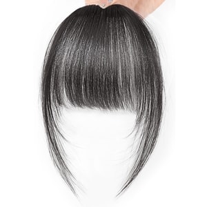 Fake Bangs Hair Topper Cover Gray Hair Fill Hair Part Increase Hair Volume Lightweight Invisible French High Skull Top Realistic Air Bangs Natural Black 1 pc